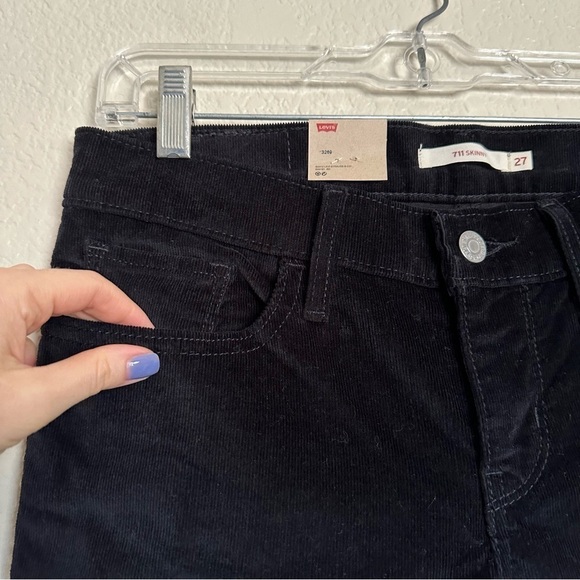 NWT Levi's 711 Skinny Mid Rise Corduroy Black Pants - Picture 4 of 15